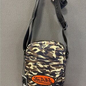 Von Dutch Brown Camouflage Messenger Bag